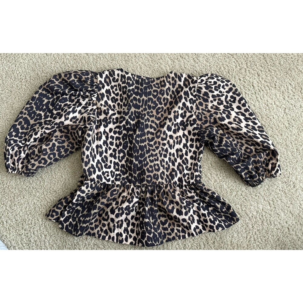 Women’s Leopard Print Peplum Top Blouse Size S